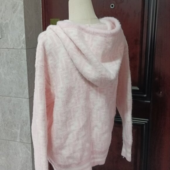 Pink Fendi Style FF Fuzzy Zip Hoodie - Picture 7 of 9